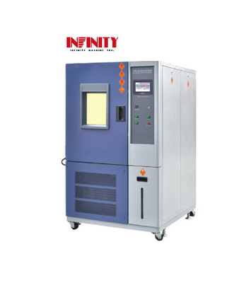 غرفة اختبار بيئي 100L لختبار درجة الحرارة والرطوبة IEC68-2-2 20٪ RH إلى 98٪ RH في اللون الأزرق الرمادي